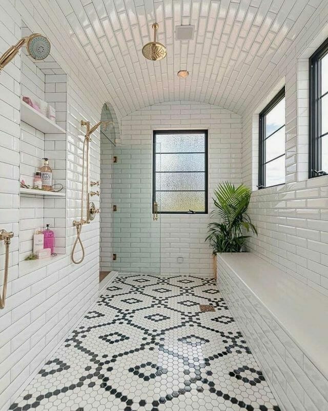 Penny Tile Bathroom Flooring - LittleBlackBookOfInteriors