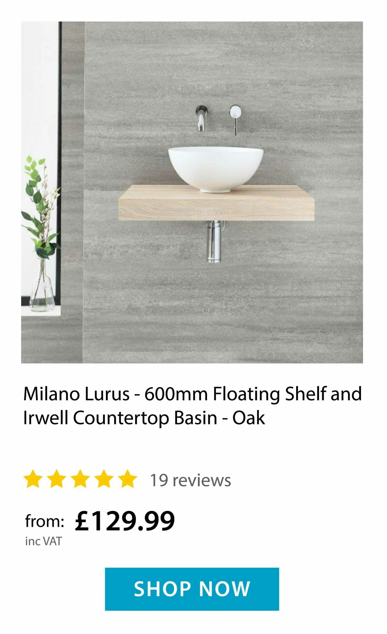 Countertop Basin with Floating Shelf 