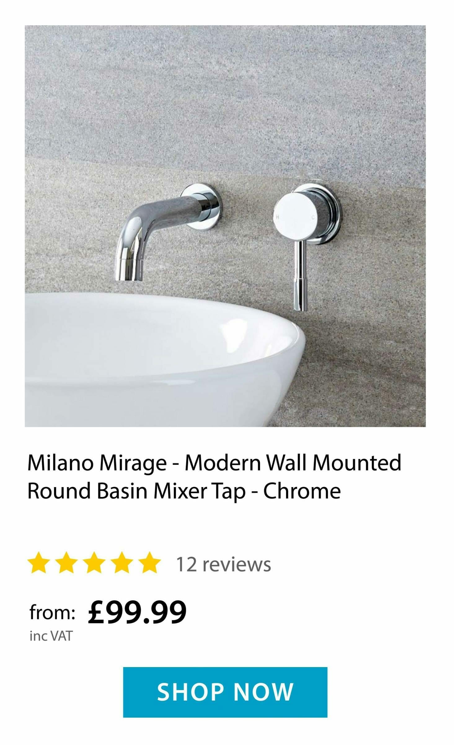 Milano Mirage - Wall Mounted Round Basin Mixer Tap 