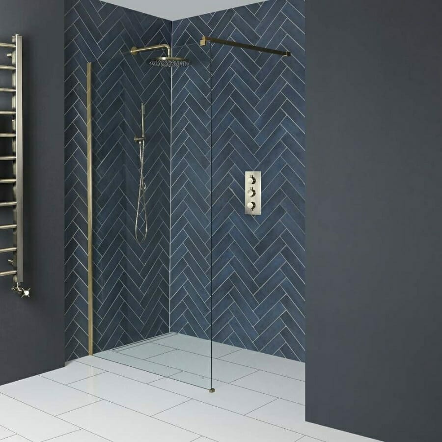 Milano Auro Brushed Gold Wet Room Screen 
